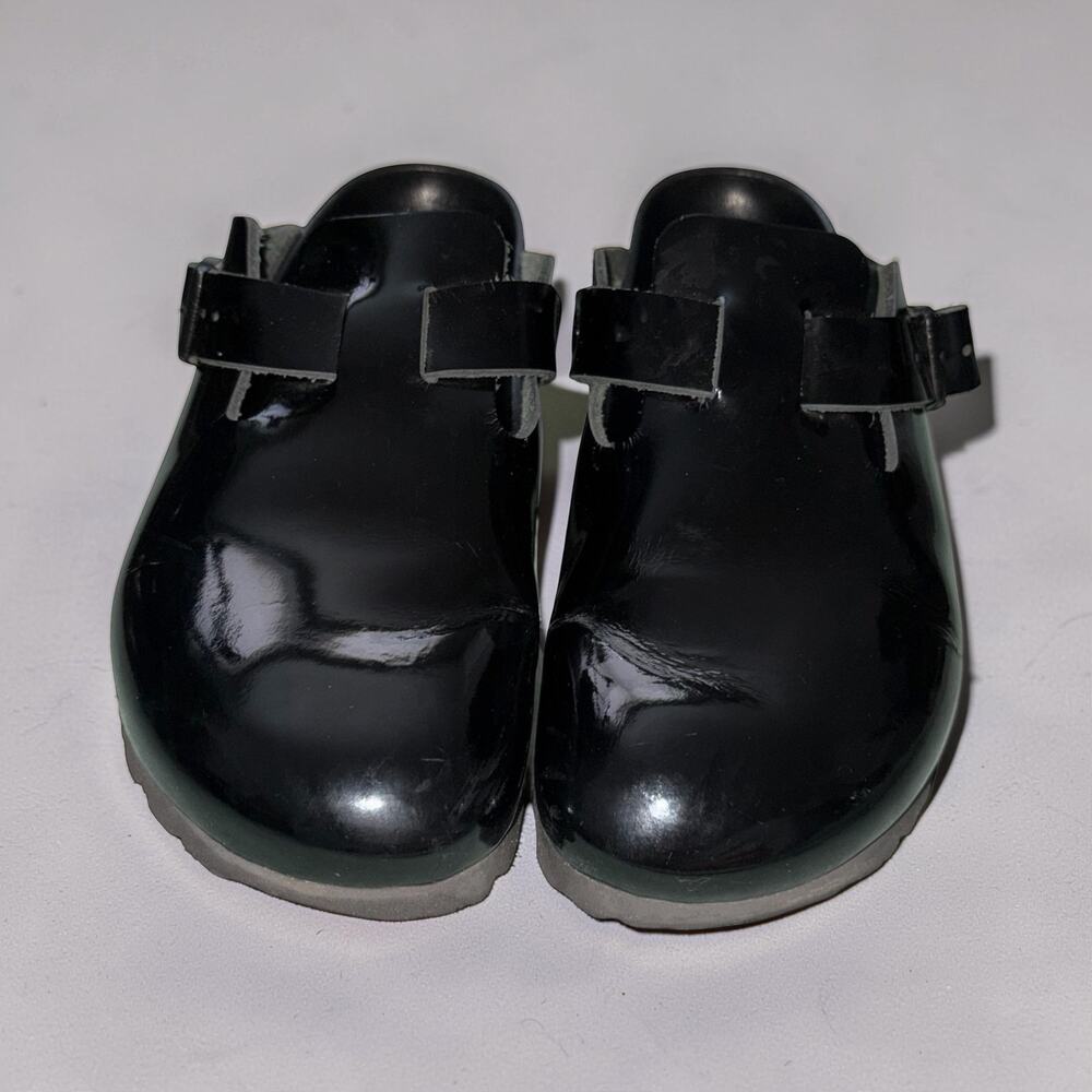Birkenstock Boston Black Patent Leather Clogs Womens EU 38 US 7-7.5 - Picture 1 of 5